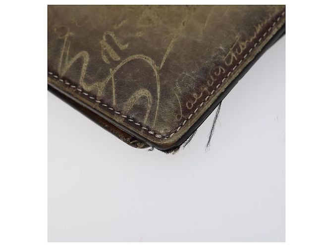 Cartera larga de cuero Berluti Calligraphy marrón Auth 117665 Castaño - vista 7