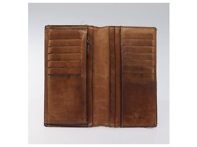 Cartera larga de cuero Berluti Calligraphy marrón Auth 117665 Castaño - vista 8