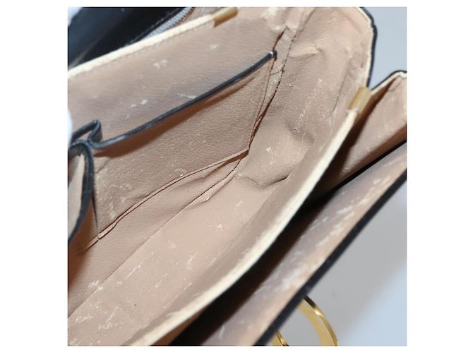 Céline Borsa a mano CELINE Circle in pelle nera e oro Auth KD513 Nero D'oro - vista 19