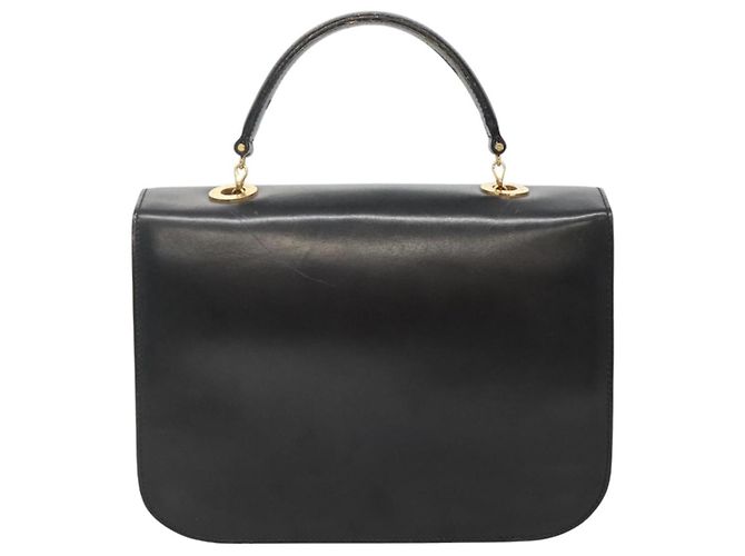 Céline Borsa a mano CELINE Circle in pelle nera e oro Auth KD513 Nero D'oro - vista 2