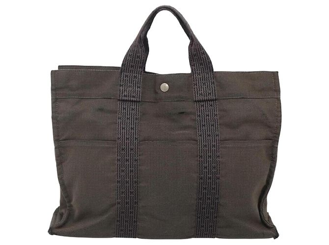 Hermès HERMES Handtasche Her Line MM Canvas Grau Silber Auth bs24473 Braun - Ansicht 13