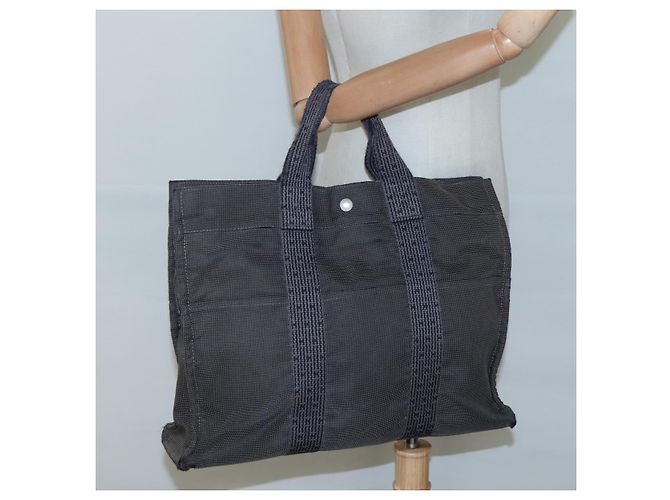 Hermès HERMES Handtasche Her Line MM Canvas Grau Silber Auth bs24473 Braun - Ansicht 19