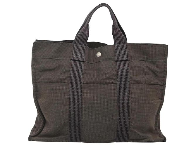 Hermès HERMES Handtasche Her Line MM Canvas Grau Silber Auth bs24473 Braun - Ansicht 2