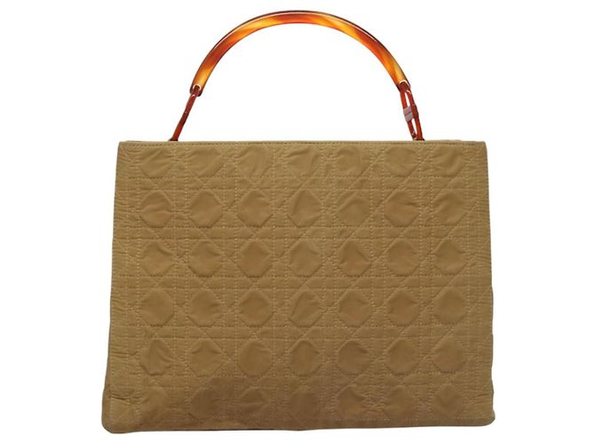 Christian Dior Lady Dior Handtasche aus Nylon Kunststoff Beige Silber Authentisch sw312 - Ansicht 2