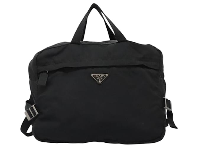 PRADA Borsa a Mano Nylon 2way Nera Argento Auth 117219 Nero - vista 13