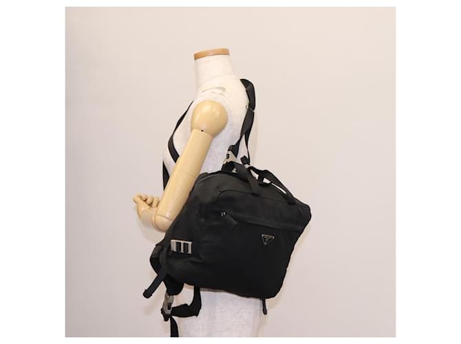 PRADA Borsa a Mano Nylon 2way Nera Argento Auth 117219 Nero - vista 29