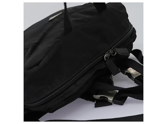 PRADA Borsa a Mano Nylon 2way Nera Argento Auth 117219 Nero - vista 6