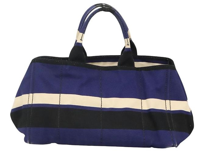 PRADA Canapa GM Borsa a mano in tela blu oro Auth bs24485 D'oro - vista 2