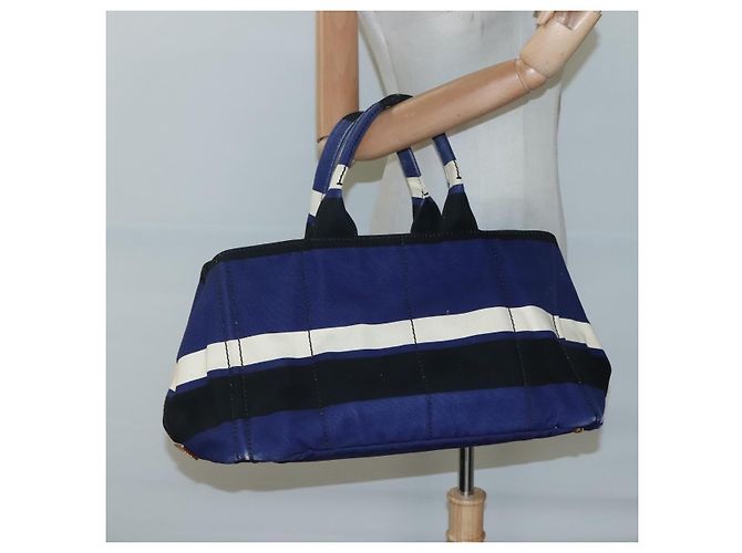 PRADA Canapa GM Borsa a mano in tela blu oro Auth bs24485 D'oro - vista 22