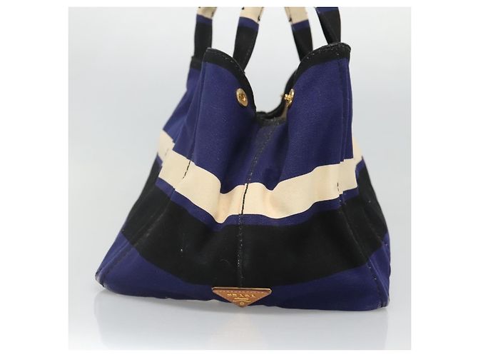 PRADA Canapa GM Borsa a mano in tela blu oro Auth bs24485 D'oro - vista 3