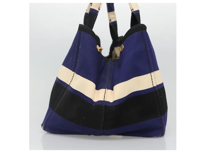PRADA Canapa GM Borsa a mano in tela blu oro Auth bs24485 D'oro - vista 4