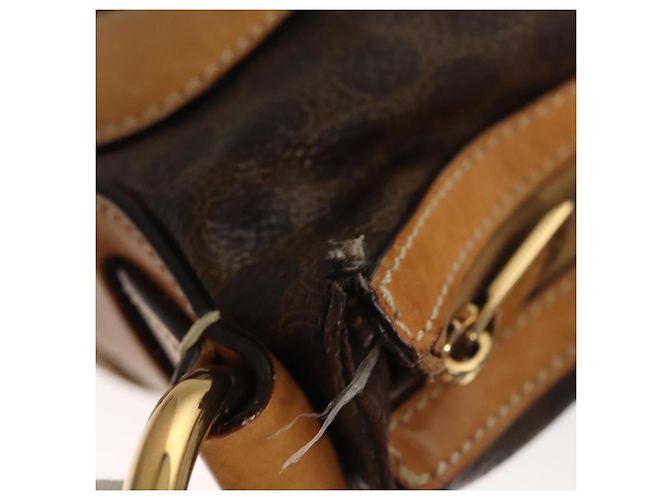 Céline Bolsa de ombro em lona Macadam CELINE em couro PVC marrom dourado Auth 117957 - vista 10