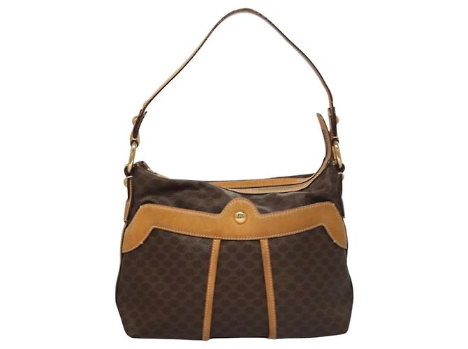 Céline Bolsa de ombro em lona Macadam CELINE em couro PVC marrom dourado Auth 117957 - vista 13