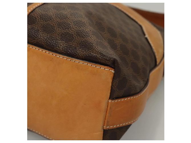 Céline Bolsa de ombro em lona Macadam CELINE em couro PVC marrom dourado Auth 117957 - vista 14