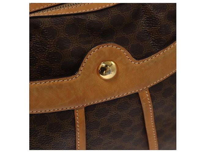 Céline Bolsa de ombro em lona Macadam CELINE em couro PVC marrom dourado Auth 117957 - vista 17