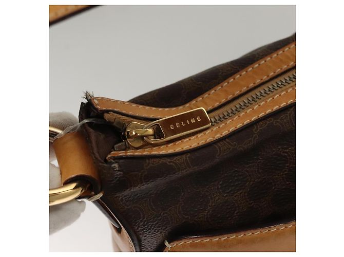 Céline Bolsa de ombro em lona Macadam CELINE em couro PVC marrom dourado Auth 117957 - vista 18
