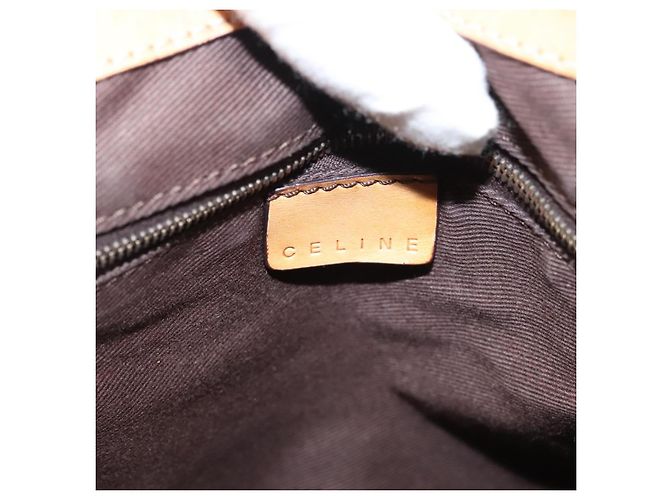 Céline Bolsa de ombro em lona Macadam CELINE em couro PVC marrom dourado Auth 117957 - vista 19