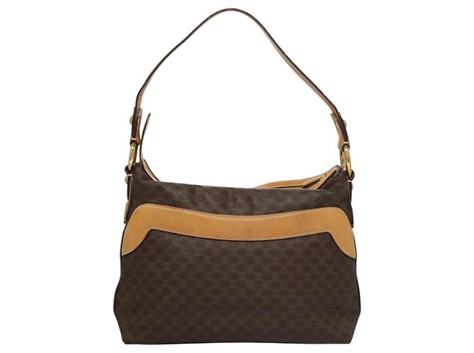 Céline Bolsa de ombro em lona Macadam CELINE em couro PVC marrom dourado Auth 117957 - vista 2