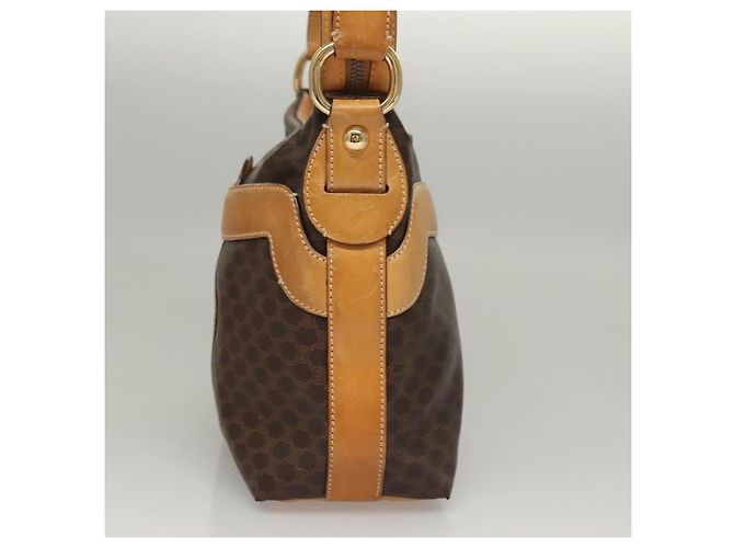 Céline Bolsa de ombro em lona Macadam CELINE em couro PVC marrom dourado Auth 117957 - vista 3