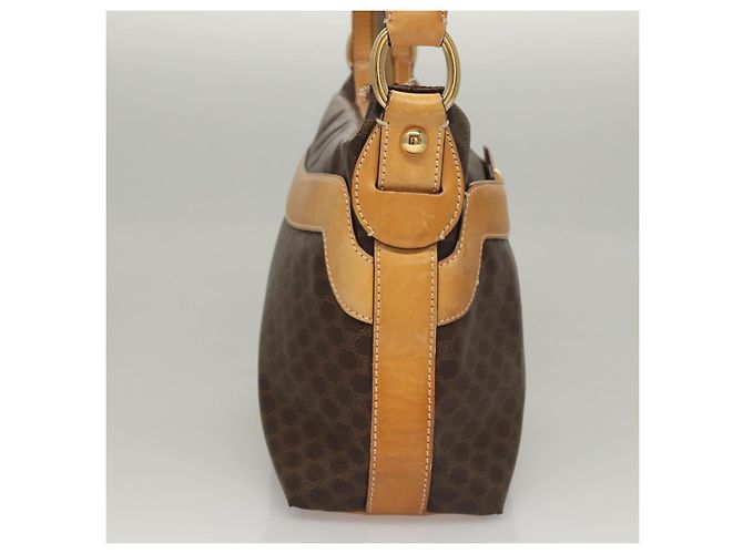 Céline Bolsa de ombro em lona Macadam CELINE em couro PVC marrom dourado Auth 117957 - vista 4