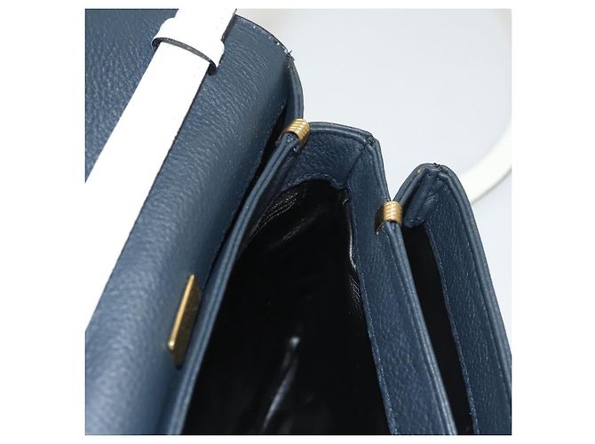 Borsa a Spalla BALLY in Pelle Blu Navy Oro Auth BA1420 D'oro - vista 21