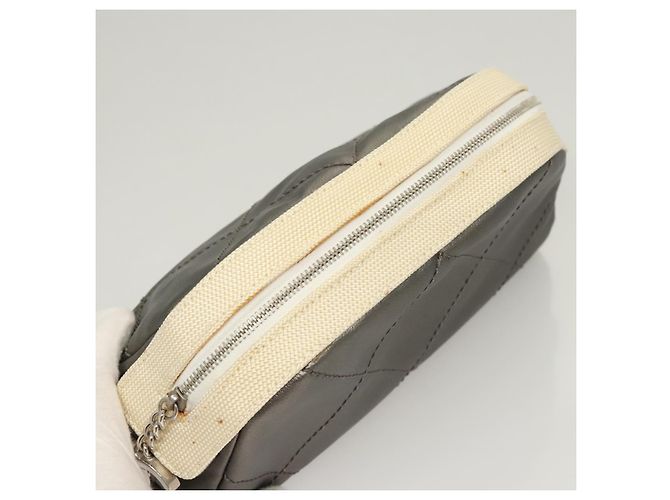 Chanel Pochette Bicolore in Pelle PVC Grigia CC Auth BA1250 Marrone - vista 5