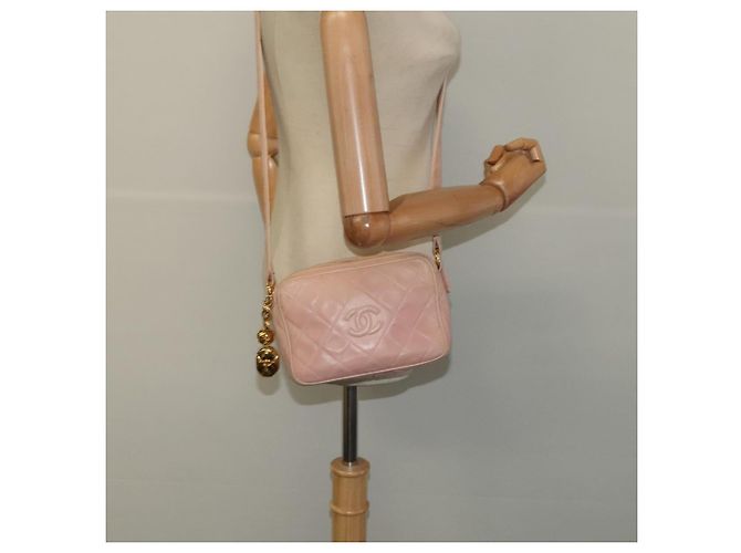 CHANEL Borsa a Spalla Matelassé in Pelle di Agnello Rosa CC Auth 117845 - vista 27