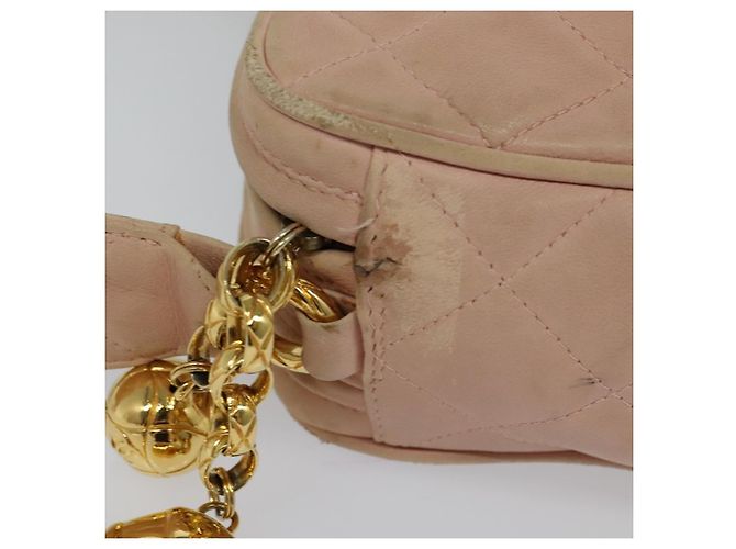 CHANEL Borsa a Spalla Matelassé in Pelle di Agnello Rosa CC Auth 117845 - vista 4