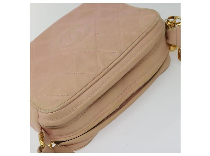 CHANEL Borsa a Spalla Matelassé in Pelle di Agnello Rosa CC Auth 117845 - vista 7