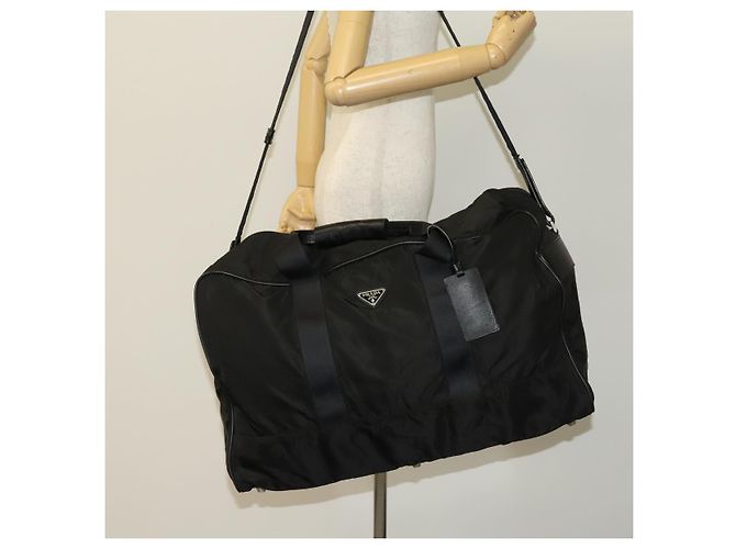 PRADA Borsa Boston Nylon 2way Nero Argento Auth 117470 - vista 24