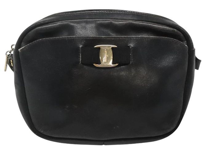 Borsa a Spalla Salvatore Ferragamo in Pelle Nera e Oro Auth BA1137 Nero D'oro - vista 13