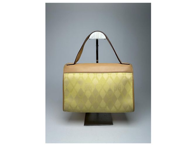 Vintage Givenchy Leder-Canvas Monogramm Tasche gelb braun - Ansicht 3