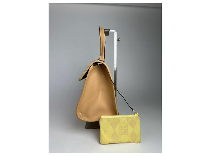 Vintage Givenchy Leder-Canvas Monogramm Tasche gelb braun - Ansicht 4
