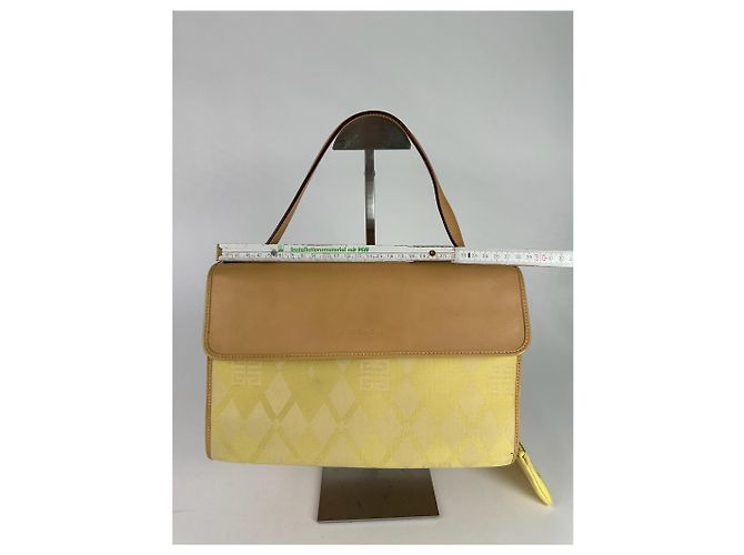 Vintage Givenchy Leder-Canvas Monogramm Tasche gelb braun - Ansicht 8