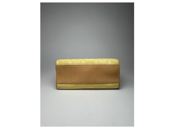Vintage Givenchy Leder-Canvas Monogramm Tasche gelb braun - Ansicht 9