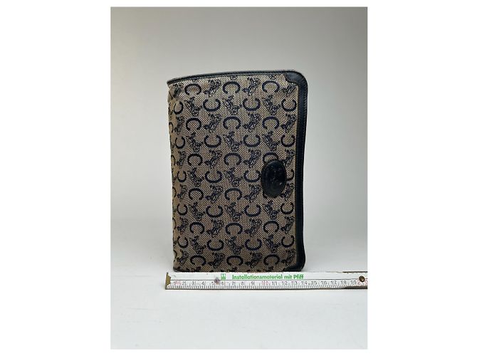 Céline Vintage Celine Macadam Monogramm Canvas Leder Clutch Schwarz - Ansicht 10