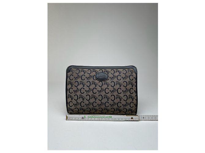 Céline Vintage Celine Macadam Monogramm Canvas Leder Clutch Schwarz - Ansicht 11