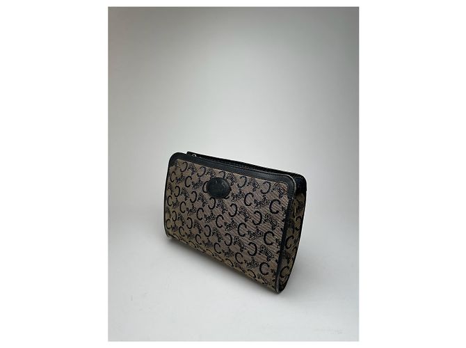 Céline Vintage Celine Macadam Monogramm Canvas Leder Clutch Schwarz - Ansicht 12