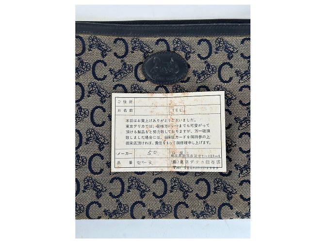 Céline Vintage Celine Macadam Monogramm Canvas Leder Clutch Schwarz - Ansicht 4