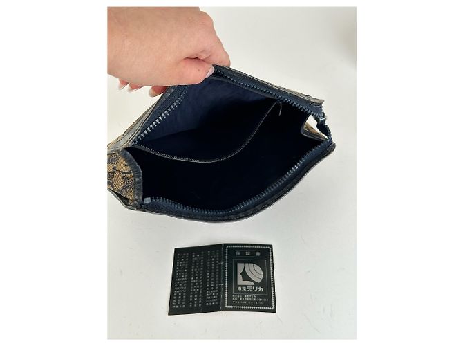 Céline Vintage Celine Macadam Monogramm Canvas Leder Clutch Schwarz - Ansicht 5