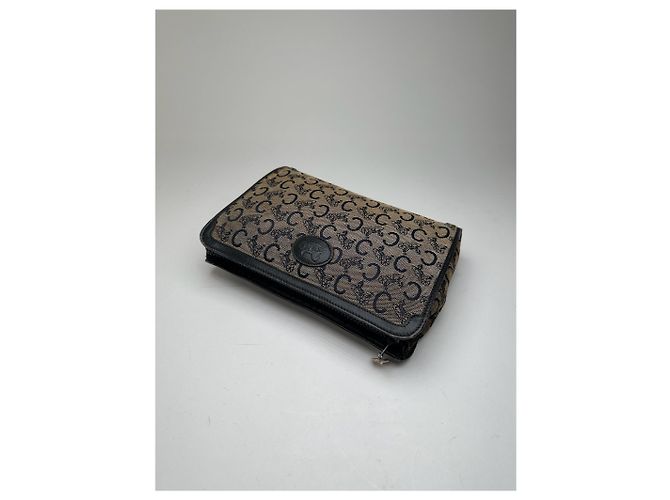 Céline Vintage Celine Macadam Monogramm Canvas Leder Clutch Schwarz - Ansicht 8