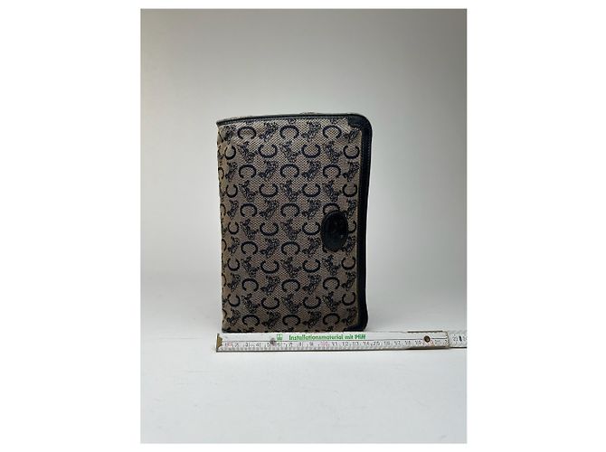Céline Vintage Celine Macadam Monogramm Canvas Leder Clutch Schwarz - Ansicht 9