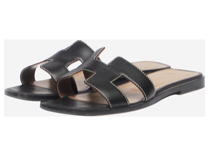Hermès Black Oran sandals - size EU 35 (UK 2) - view 2