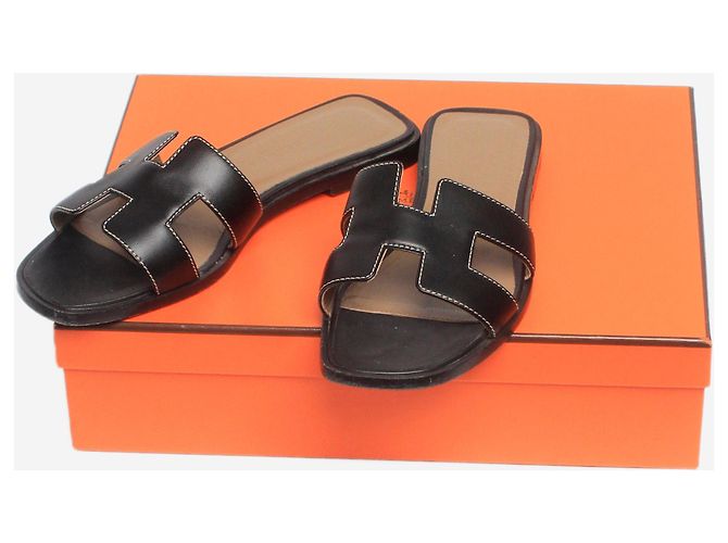 Hermès Black Oran sandals - size EU 35 (UK 2) - view 6