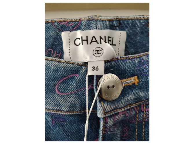 Vaqueros Chanel de Algodón Azul Marino Talla 36 - vista 7