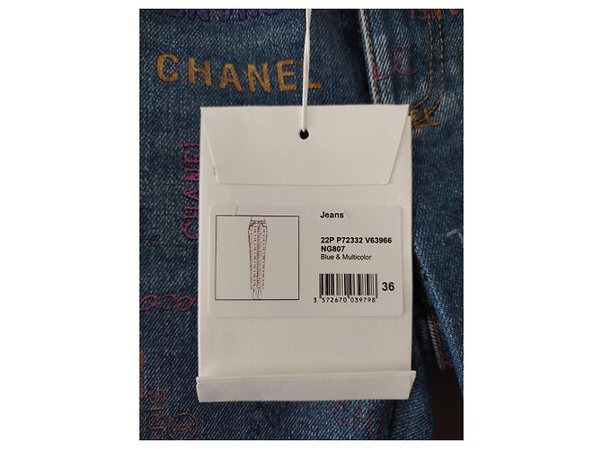 Vaqueros Chanel de Algodón Azul Marino Talla 36 - vista 8