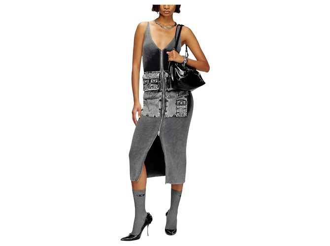 Diesel m-melti Strickmidi Kleid grau - Ansicht 2
