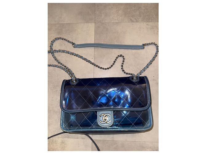 Timeless Borsa a mano Chanel in PVC blu Blu navy - vista 2