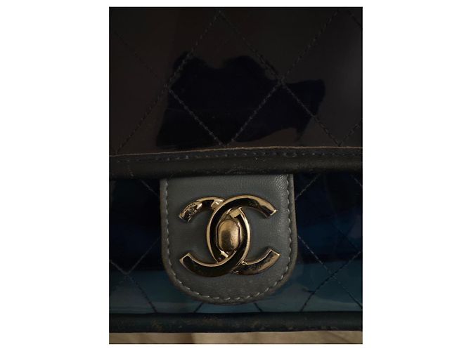 Timeless Borsa a mano Chanel in PVC blu Blu navy - vista 7