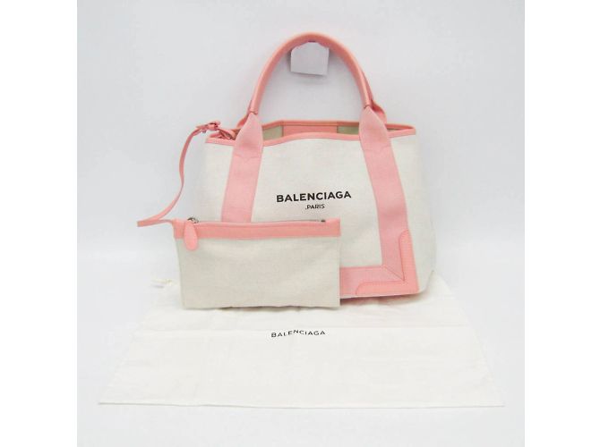 Everyday Bolso de mano Balenciaga Navy Cabas S Rosa Blanco roto - vista 2